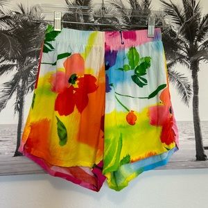 JAMS WORLD Bliss Floral Shorts XS Rayon Beach Swim Hawaiian Cheeters